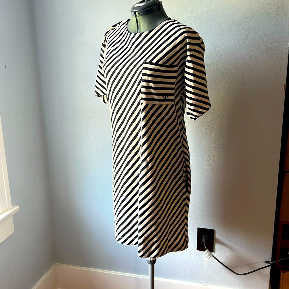 NWOT Tory Burch Striped Tee shift Dress short sleeve Turkish Cotton Medium